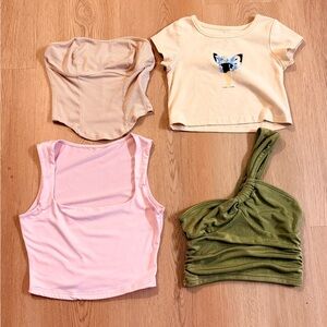 Stylish Tops Set - Pink, Cream, Green